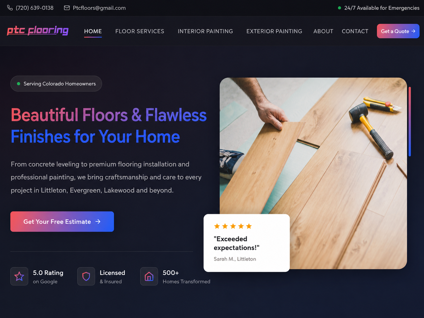 New contractor website built by UpWave Consulting with local SEO structure and service-area visibility